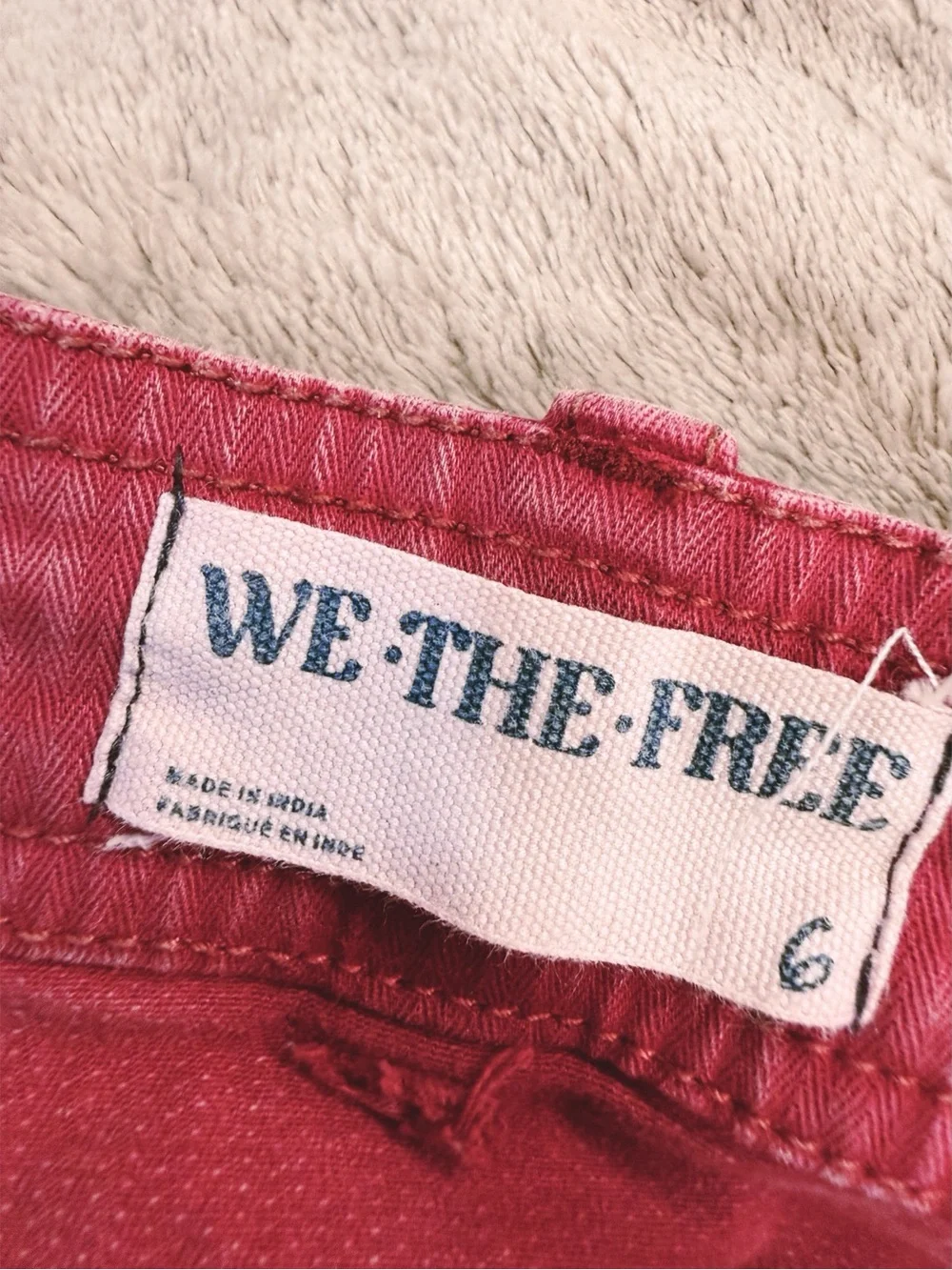 Free People We The Free Hot In It Moto Red Utility Pants, Size 6 - Picture 7 of 10